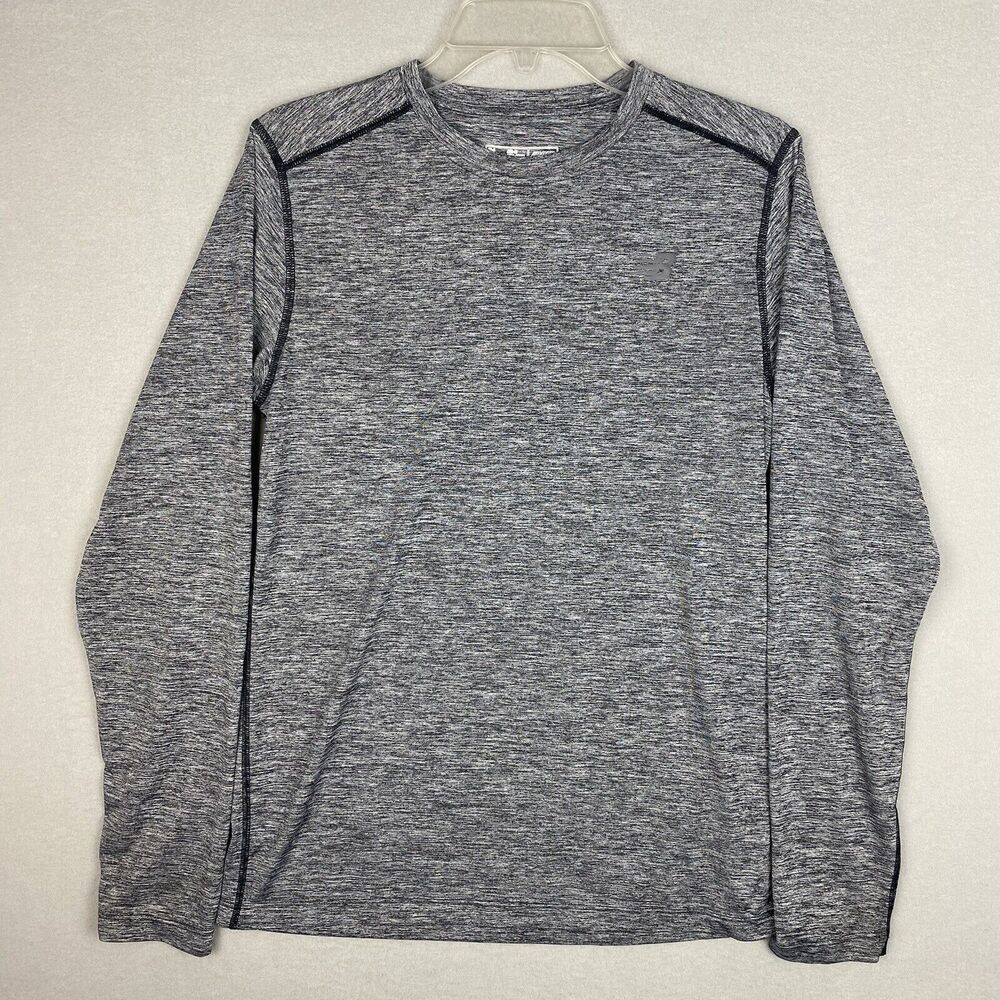 New Balance NB Dry Gray Long Sleeve Pullover Top Size Small Running Workout
